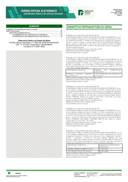 Sumário Gabinete Do Defensor Público Geral Gabinete Do Defensor Público Geral