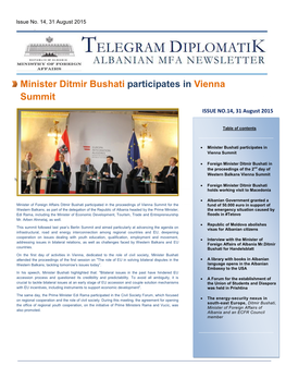 Minister Ditmir Bushati Participates in Vienna Summit