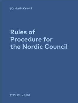 Rules of Procedure for the Nordic Council