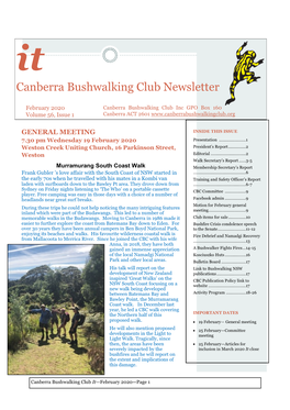 Canberra Bushwalking Club Newsletter