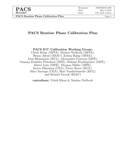 PACS Routine Phase Calibration Plan Page 1