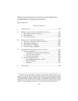 Public Law Litigation in the U.S. and in Argentina: Lessons from a Comparative Study