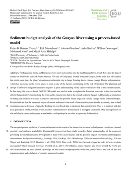 Sediment Budget Analysis of the Guayas River Using a Process-Based Model Pedro D