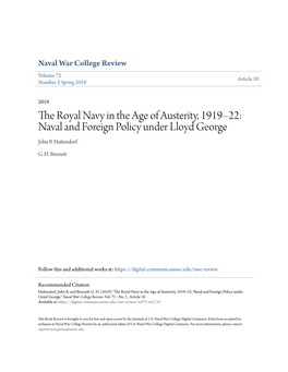 The Royal Navy in the Age of Austerity, 1919–22: Naval and Foreign Policy Under Lloyd George John B