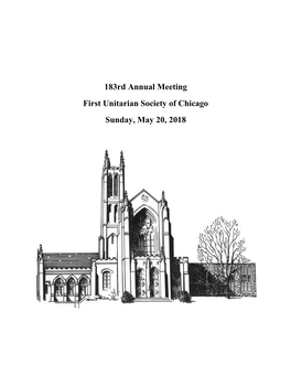 183Rd Annual Meeting First Unitarian Society of Chicago Sunday, May 20, 2018