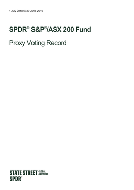 SPDR® S&P®/ASX 200 Fund Proxy Voting Record