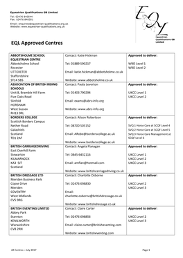 EQL Approved Centres