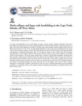 Flank Collapse and Large-Scale Landsliding in the Cape Verde Islands, Off West Africa