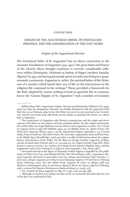 Origins of the Augustinian Order, Its Portuguese Province, and the Congregation of the East Indies