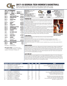 2017-18 Georgia Tech Women's Basketball Georgia Tech Combined Team Statistics (As of Feb 08, 2018) All Games