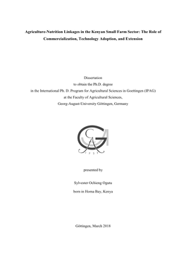 Agriculture-Nutrition Linkages in the Kenyan Small Farm Sector: the Role of Commercialization, Technology Adoption, and Extension