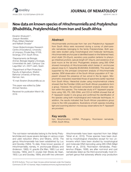 Rhabditida, Pratylenchidae) from Iran and South Africa