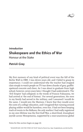 Shakespeare and the Ethics of War Honour at the Stake