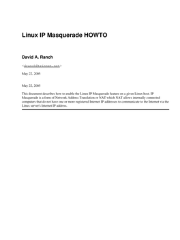 Linux IP Masquerade HOWTO