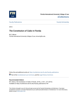 The Constitution of Cádiz in Florida