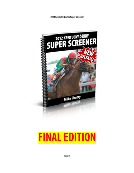 2012 Kentucky Derby Super Screener