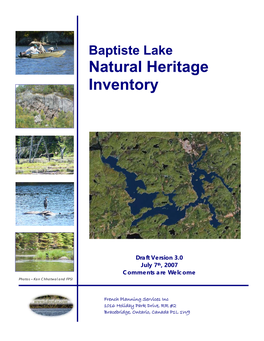 Baptiste Lake Natural Heritage Inventory July 2007