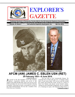 Explorer's Gazette - January - March 2016 on the Zinsmiester Had Passed Away