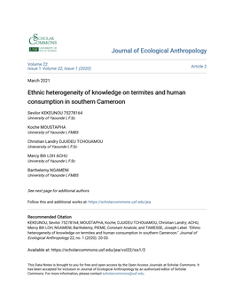 Ethnic Heterogeneity of Knowledge on Termites and Human Consumption in Southern Cameroon