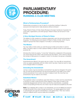 Parliamentary Procedure: Running a Club Meeting