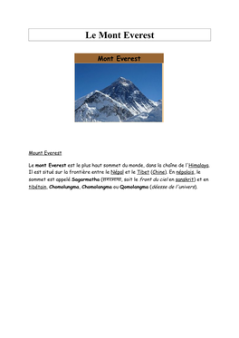 Le Mont Everest