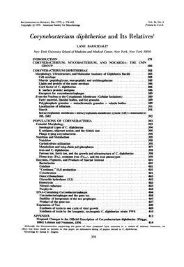 Corynebacterium Diphtheriae and Its Relatives'