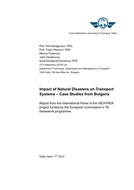 Impact of Natural Disasters on Transport Systems – Case Studies from Bulgaria