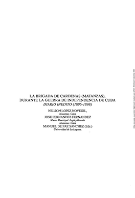 (MATANZAS), DURANTE LA GUERRA DE INDEPENDENCIA DE CUBA DIARIO INÉDITO (1896-1898) NELSON LÓPEZ NOVEGIL, Matanzas