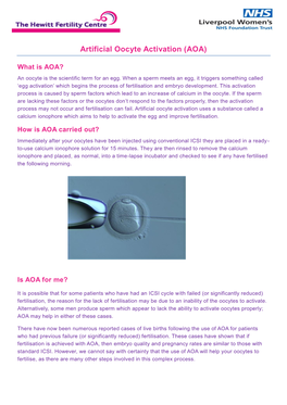 Artificial Oocyte Activation (AOA)