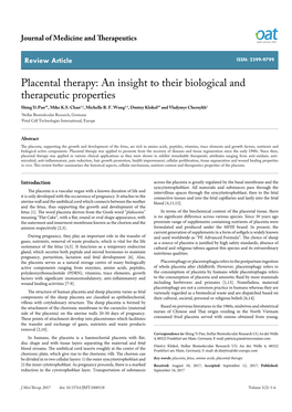 Placental Therapy: an Insight to Their Biological and Therapeutic Properties Shing Yi Pan1*, Mike K.S