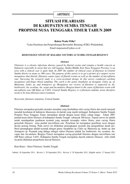 Situasi Filariasis Di Kabupaten Sumba Tengah Propinsi Nusa Tenggara Timur Tahun 2009