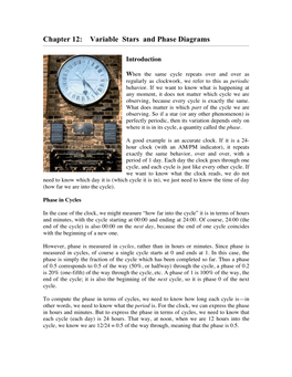 Chapter 12: Variable Stars and Phase Diagrams
