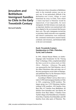 Jerusalem and Bethlehem Immigrant Families to Chile in the Early