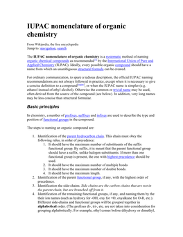 IUPAC Nomenclature of Organic Chemistry