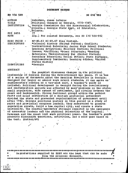 Political Changes in Georgia, 1775-1787.: INSTITUTION Georgia Commission for the Bicentennial Celebration, Atlanta.; Georgia, State Dept