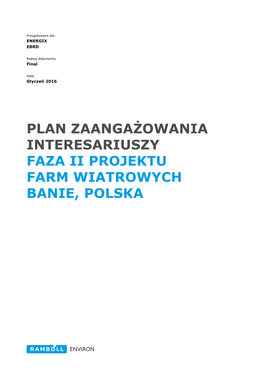 Plan Zaangażowania Interesariuszy Faza Ii Projektu Farm Wiatrowych Banie, Polska
