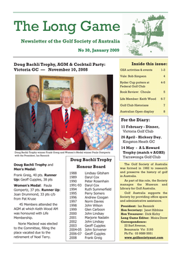 The Long Game Newsletter of the Golf Society of Australia