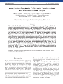 Identification of the Facial Colliculus in Two-Dimensional and Three-Dimensional Images