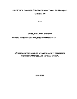 1).Une Étude Comparée Des Conjonctions En Français Et En Esan