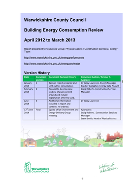 Warwickshire County Council Building Energy Consumption Review April