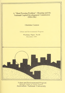 Housing and the National Capital Development Commission 1958-1962