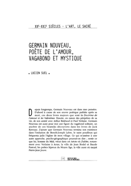 Germain Nouveau, Poète De L'amour, Vagabond Et Mystiqu