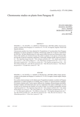 Chromosome Studies on Plants from Paraguay II