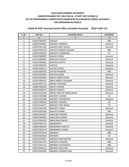 (Assistant Section Officer (Erstwhile