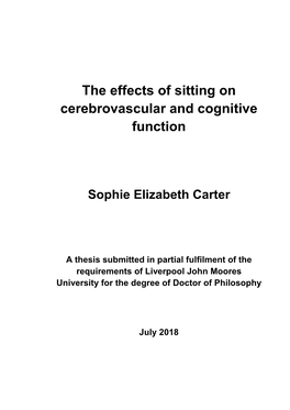 The Effects of Sitting on Cerebrovascular and Cognitive Function
