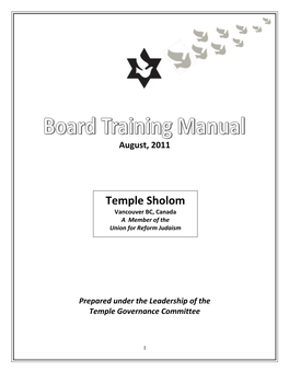 Temple Sholom Board Training Manual August, 2011