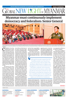 Myanmar Must Continuously Implement Democracy and Federalism: Senior General
