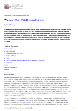 Warfare 1914-1918 (Russian Empire)