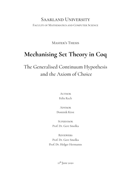 Mechanising Set Theory in Coq