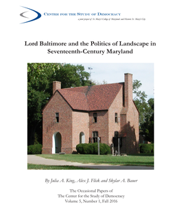 Lord Baltimore and the Politics of Landscape in Seventeenth-Century Maryland